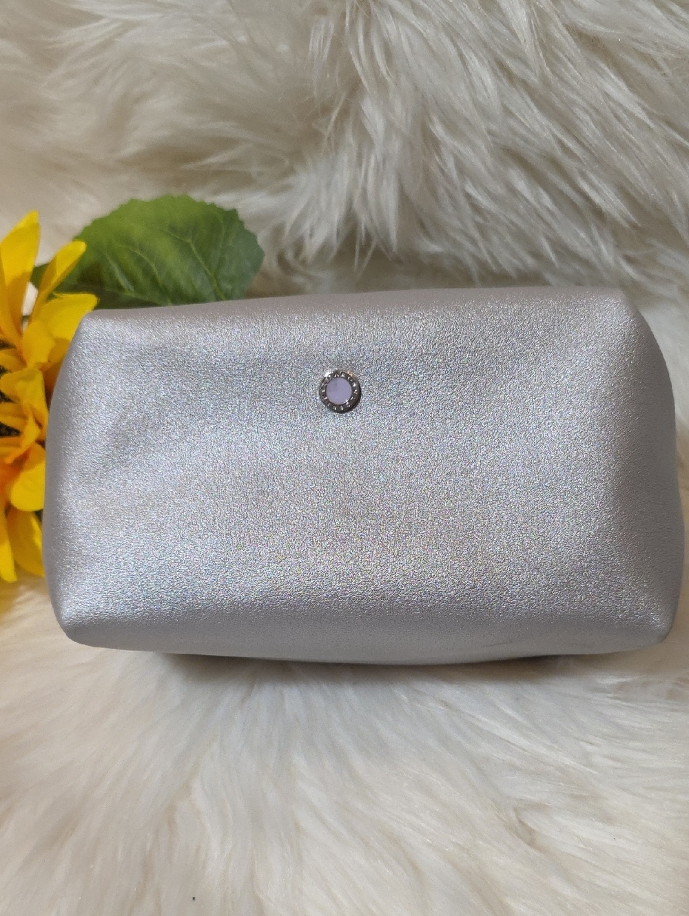 Bulgari Parfums X Emirates Silver Metallic Cosmetic Pouch